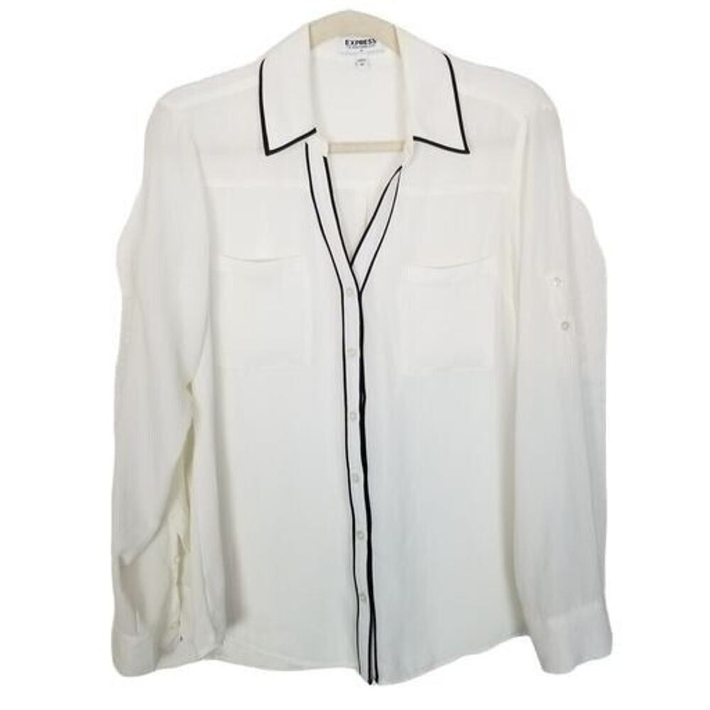 Express Womens Portofino Shirt M Career Corp Minimalist Office Siren Boss Babe